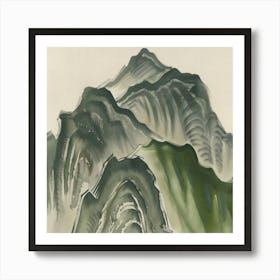 Japanese Watercolour Of Mount Nantai 5 Affiche