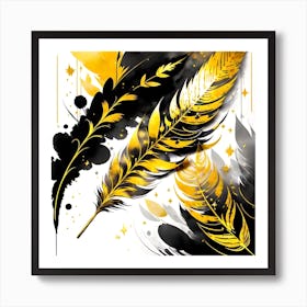 Gold Feathers 1 Art Print