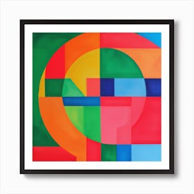 Modern Geometric Vibrant Painting, Color Shapes Art Print