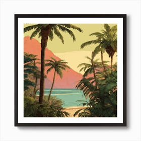 Tropical Landscape With Palm Trees Art Print