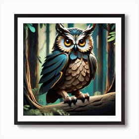 Owl In The Forest 26 Art Print