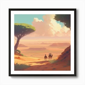 Sahara Countryside Peaceful Landscape Golden Ratio Fake Detail Trending Pixiv Fanbox Acrylic Pal (4) Art Print