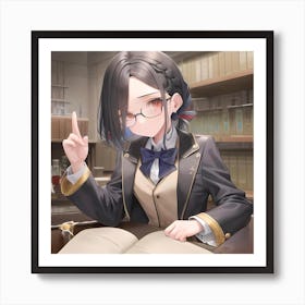 Anime Girl studying Art Print