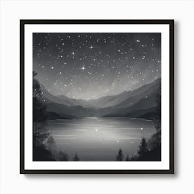 Night Sky Over Lake Art Print