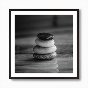 Pebbles Black And White Photo Art Print