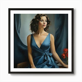 Woman In Blue Dress Art Print 2 Art Print