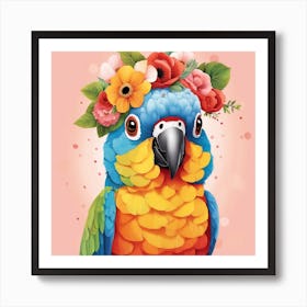 Floral Baby Parrot Nursery Illustration (22) Art Print