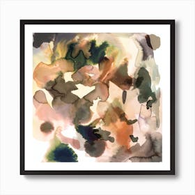 Expressive Abstract Painting Orange Gold 2 Square Art Print