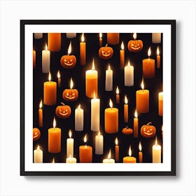 Halloween Candles Seamless Pattern 1 Art Print