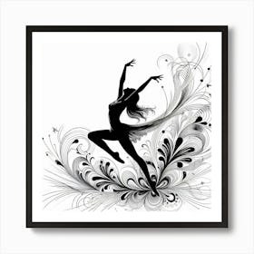 Line Art dancer silhouette Art Print