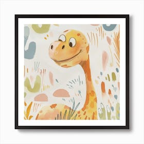 Cute Muted Pastel Gallimimus Dinosaur 2 Art Print