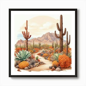 Cactus Desert art print Art Print