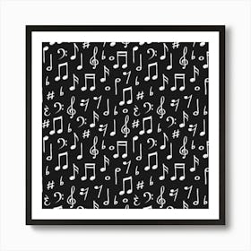 Chalk Music Notes Signs Seamless Pattern Art Print