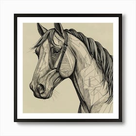 Default Horse Artwork Picasso Style Drawing 2 Art Print