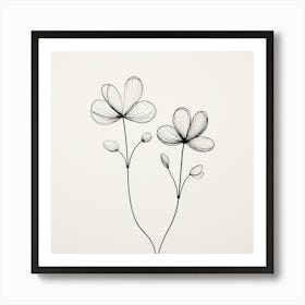 Black And White Drawing Of Flowers Art Print