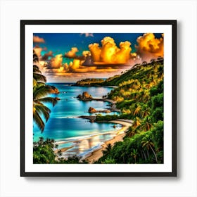 Caribbean Landscape Blending Distinguishable Reality With The Fantastical Uhd Enshrouded In An Us(1) Art Print