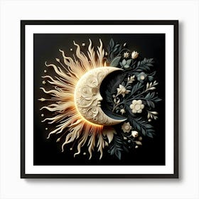 Moon And Flowers 6 Art Print