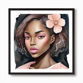 Watercolor Of A Black Woman Art Print