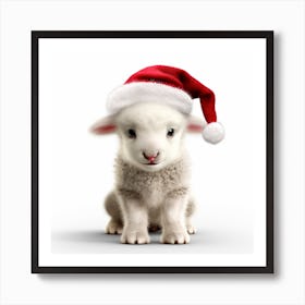 Lamb In Santa Hat Poster