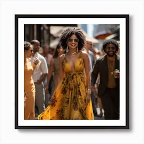 Woman In A Yellow Dress Art Print