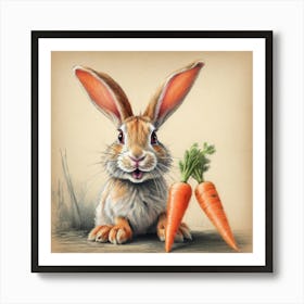 Rabbit With Carrots 3 Art Print