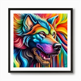 Rainbow Wolf 5 Art Print