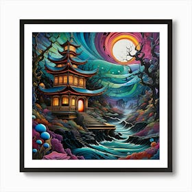 Surreal Pagoda Art Print