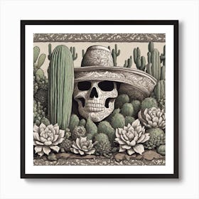 Skull In Cactus Art Print