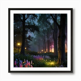 Fairy Forest At Night Art Print