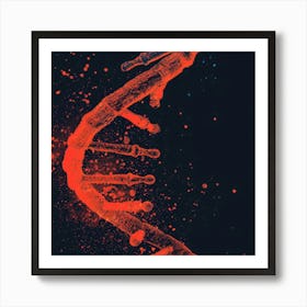 Dna Strand Red Art Print