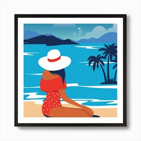 Woman On The Beach 1 Art Print