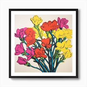 Freesia 1 Pop Art Illustration Square Art Print