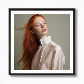 Portrait Of A Young Woman With Red Hair Art Print