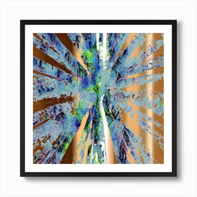 Metalic Copper Blue Green Abstract Art Print