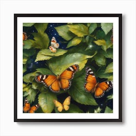 Butterflies In The Night Art Print