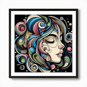 Abstract Woman'S Face 1 Art Print