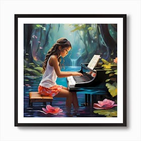 Piano In The Forest   Art Print