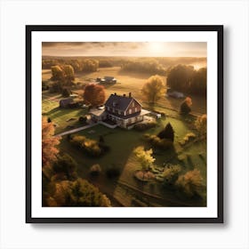 Sunrise Over A Farm Art Print