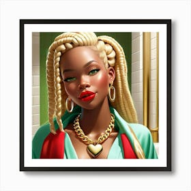 Black Woman In Bathroom Art Print