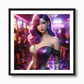 Sexy Girl With Purple Hair 1 Art Print