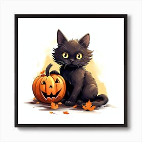 Cute cat halloween Art Print