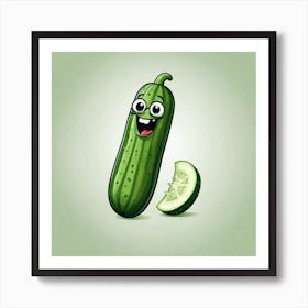 Cartoon Cucumber Art Print