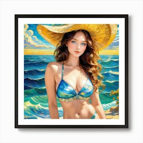 Beautiful Woman In Bikinibj Art Print