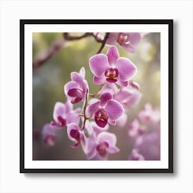 A Blooming Orchid Blossom Tree With Petals Gently Falling In The Breeze 2 Art Print