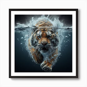 Tiger Swimming Underwater Art Print