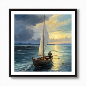 Sailboat At Sunset Art Print