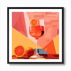 Orange Aperol Spritz Cocktail Art Print