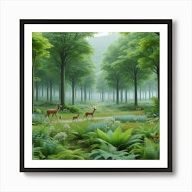 Deer In The Forest 4 Art Print