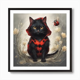 Ladybug Cat Art Print