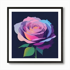 A Pastel Rose on Purple Background Art Print